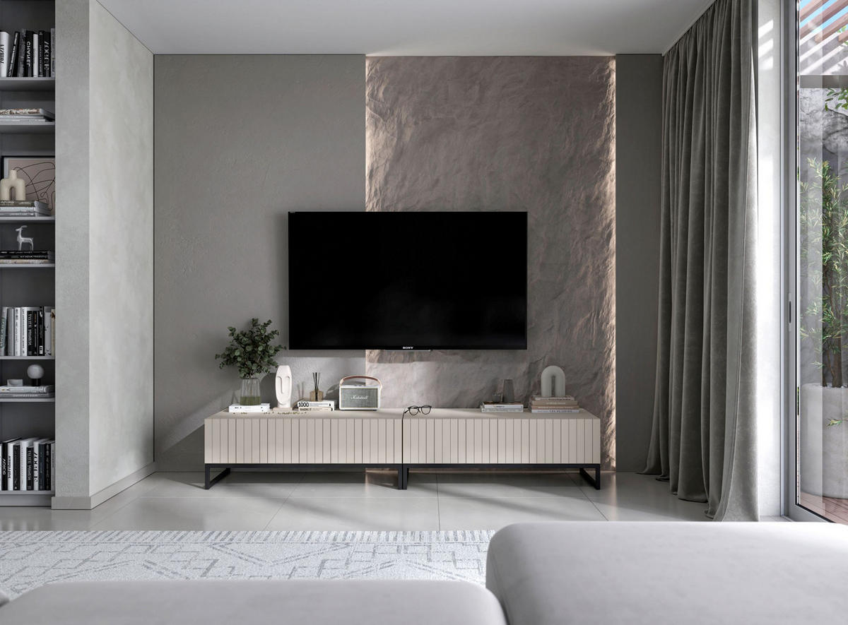 TV-LOWBOARD 2-er Set Elpis Kaschmir Matt Glamour 110 cm - Kaschmir, Holzwerkstoff (220/39/54cm) - Meble Lindner