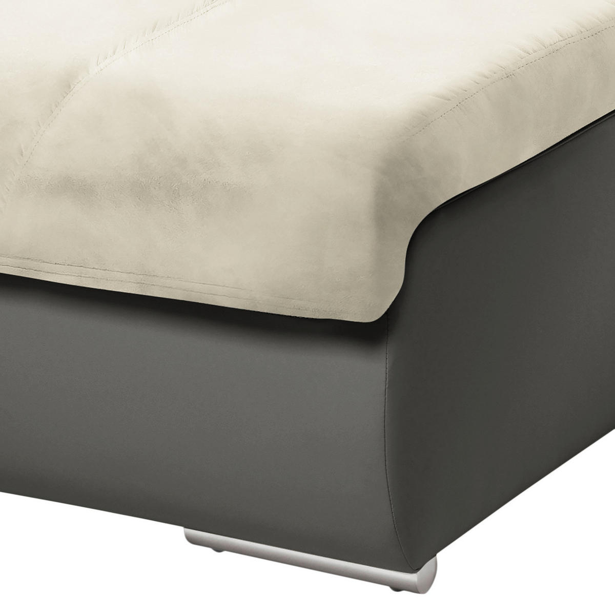 POLSTERHOCKER - Kunstleder / Microfaser - Dunkelgrau/Weiß, Kunststoff/Textil (100/43/80cm) - home24