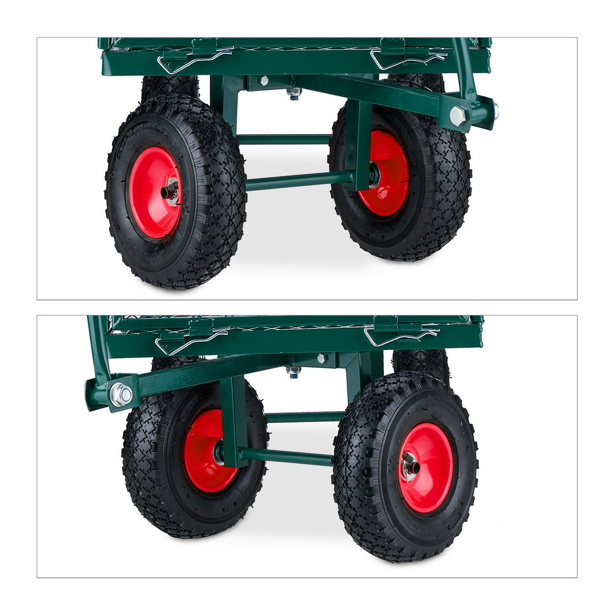 HANDWAGEN - Dunkelgrün, Kunststoff/Metall (50/50/110cm) - Relaxdays