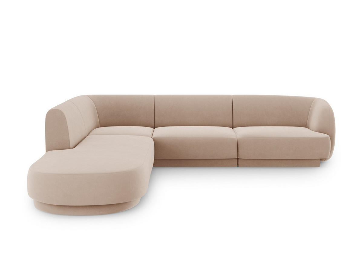 ECKSOFA links Miley aus Samt cappuccino 6 Sitzplätze - Cappuccino, Textil (248/255cm) - Micadoni