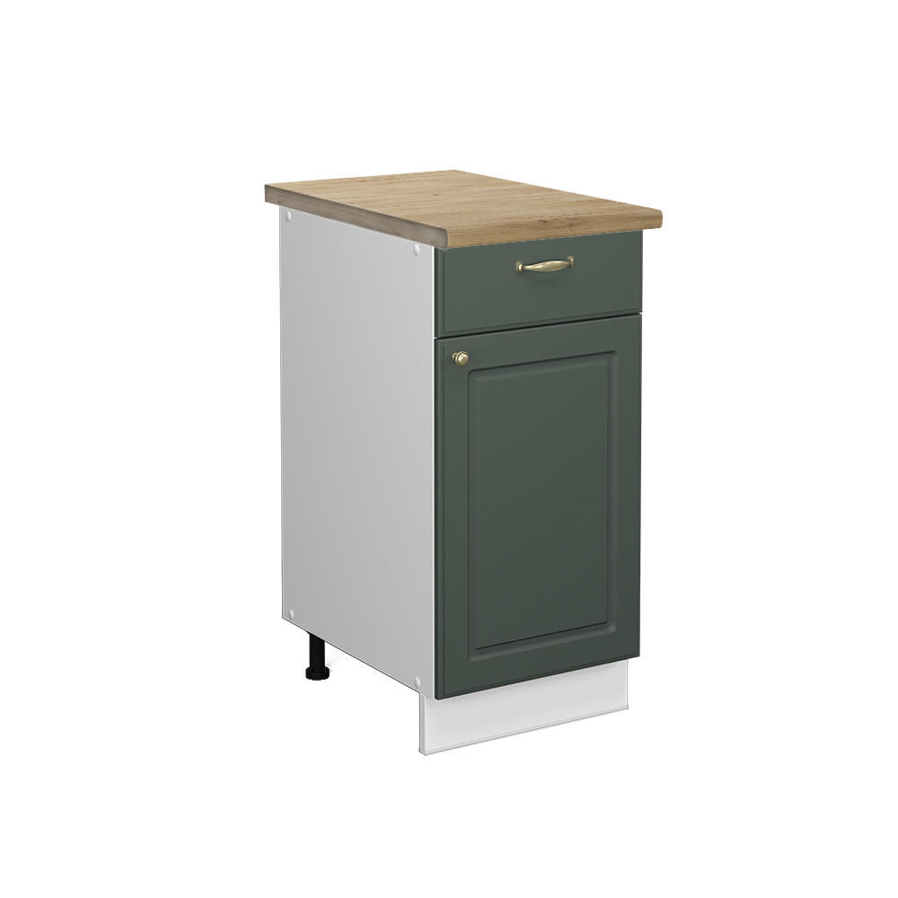 KÜCHENUNTERSCHRANK Fame-Line Grün-Gold Landhaus 40 cm, AP Eiche - Weiß/Grün, Holzwerkstoff (40/82/60cm) - Vicco
