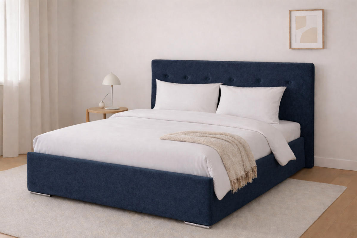 POLSTERBETT MILA 180 mit Lattenrost – Stoff Verso 77 - Blau, Holzwerkstoff (180/200cm) - Kier Furniture