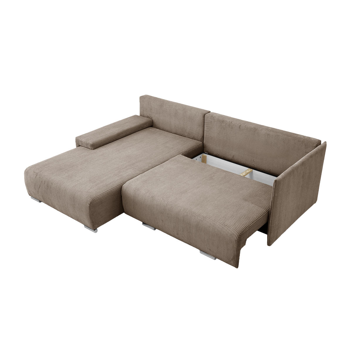 ECKSOFA TRAWANGA L mit Schlaffunktion, Beige - Beige, Textil (246/188cm) - Fedve