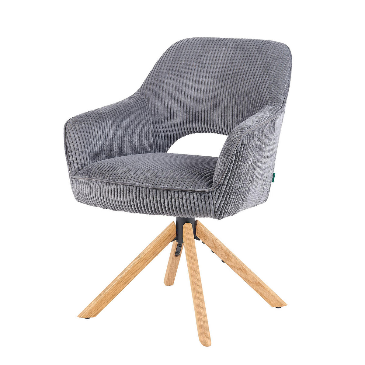 DREHSTUHL Mika-Lara - Honigeiche/Grau, Eichenholz/Holz (60/87/65cm) - DUBI Möbel