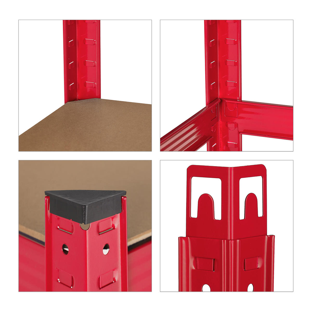 SCHWERLASTREGAL - Rot, Holzwerkstoff/Kunststoff (90/180/45cm) - Relaxdays
