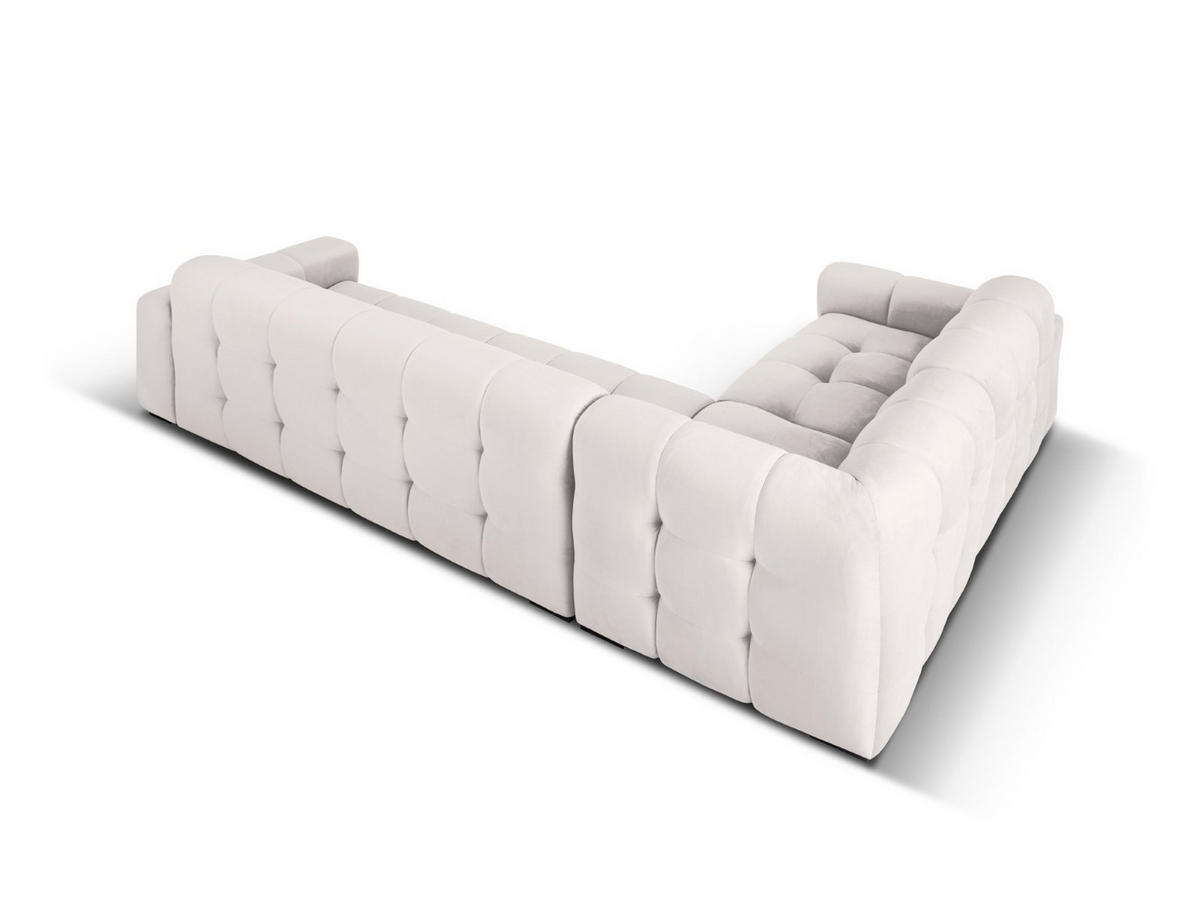 ECKSOFA links Kendal aus Samt hellgrau 6 Sitzplätze - Hellgrau, Textil (231/332cm) - Micadoni