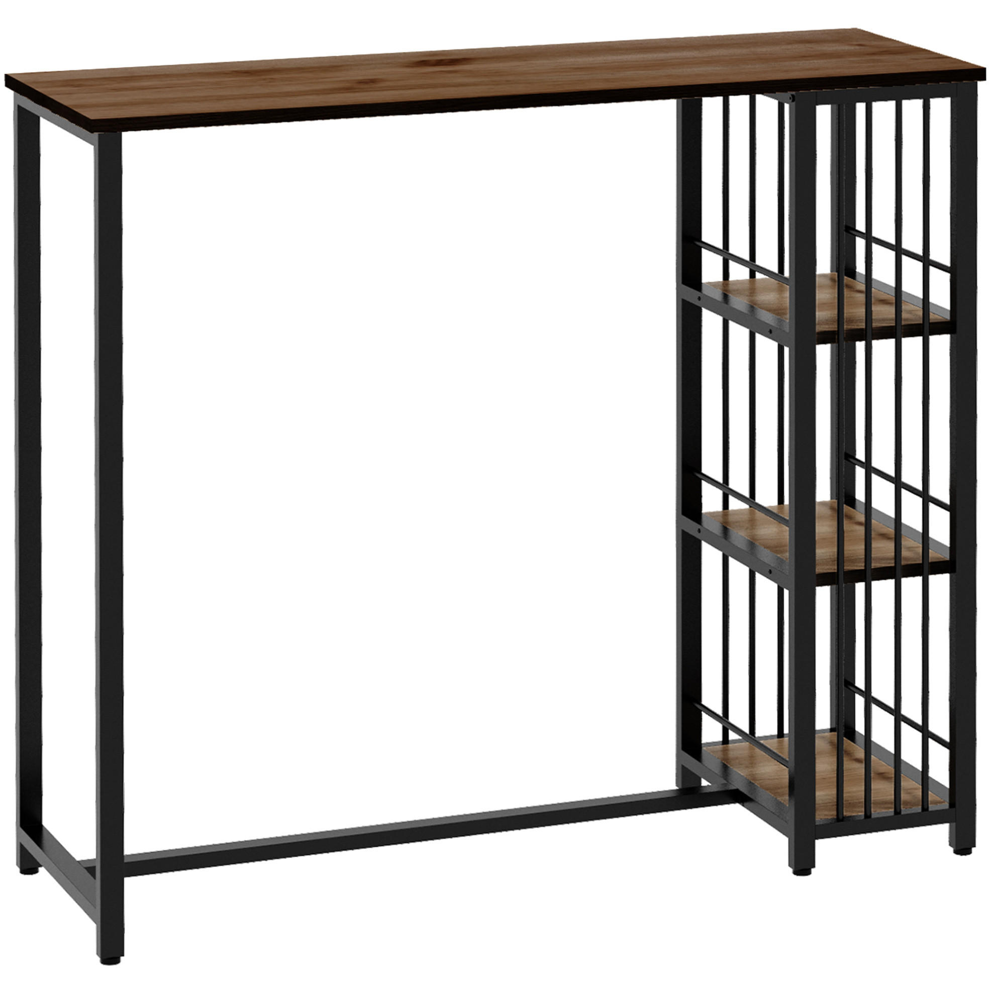 BARTISCH mit 3 Ablageflächen 120 x 40 x 105 cm Braun - Braun, Metall (40/105/120cm) - Beauniv