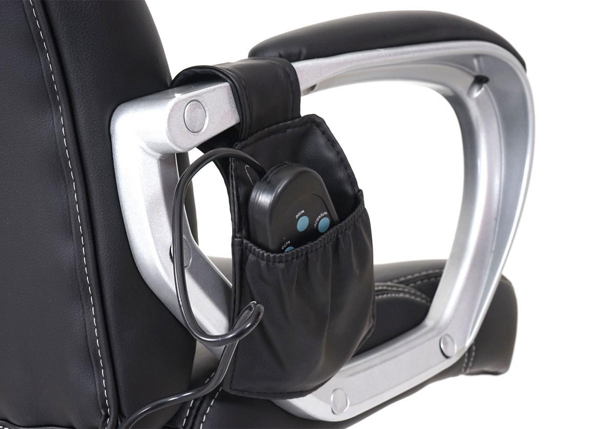 DREHSTUHL mit Massagefunktion HxBxT 123x66x68cm Sitzhöhe 48cm Heizfunktion Massagefunktion Kunstleder Schwarz - Schwarz, Kunststoff (66/123/68cm) - PROREGAL