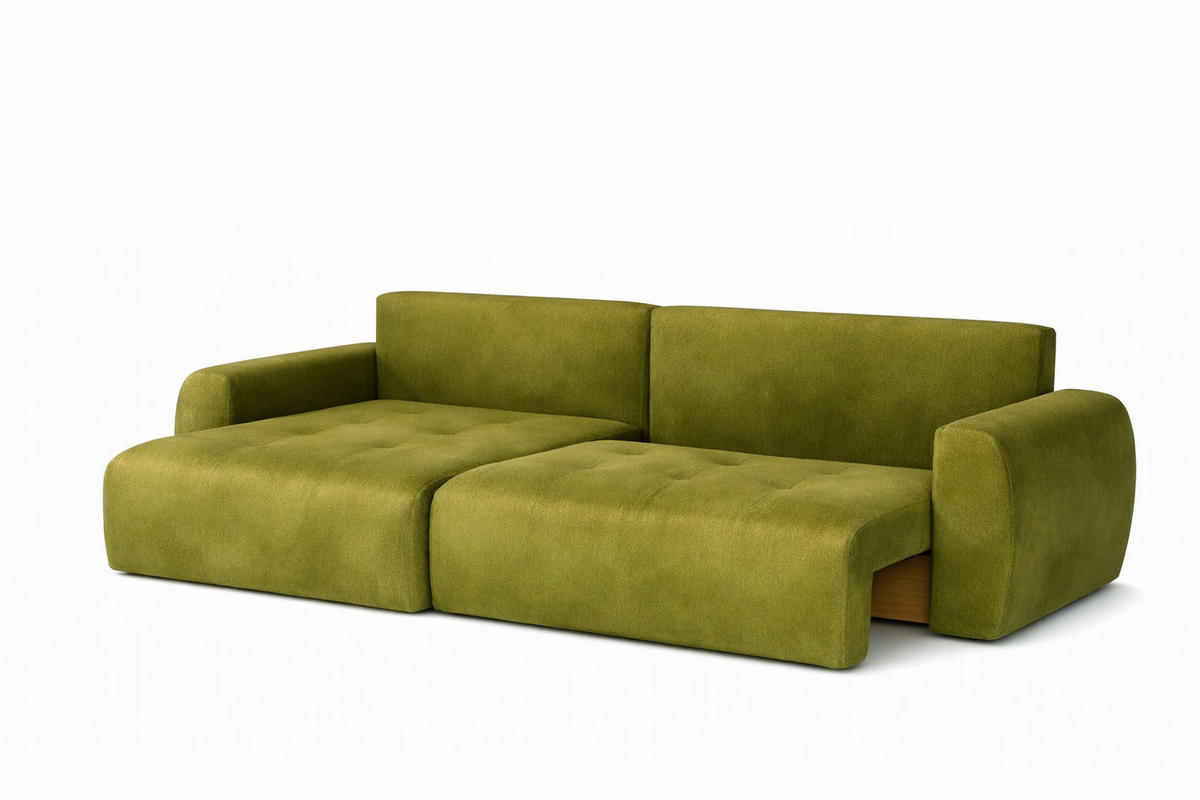 ECKSOFA Mit Schlaffunktion Und Bettkasten L-Form Ivo L, Veloursstoff Salvador, Olive, Links - Olivgrün, Holz (250/142cm) - Kaiser Möbel
