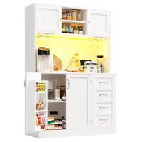 GESCHIRRSCHRANK aus MDF 120x40x188 cm in Weiß mit LED-Lichtleiste - Weiß, Holzwerkstoff (120/180/40cm) - Modfu