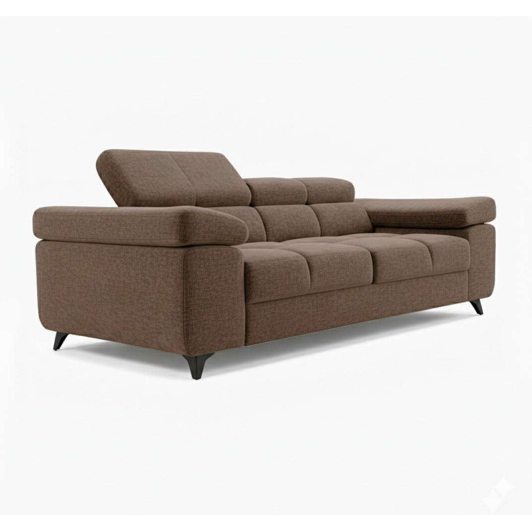 2-SITZER SOFA FJORD, verstellbarer Kopfstütze, grau - Schwarz/Braun, Kunststoff/Textil (194/90/97cm) - KS Home Concept