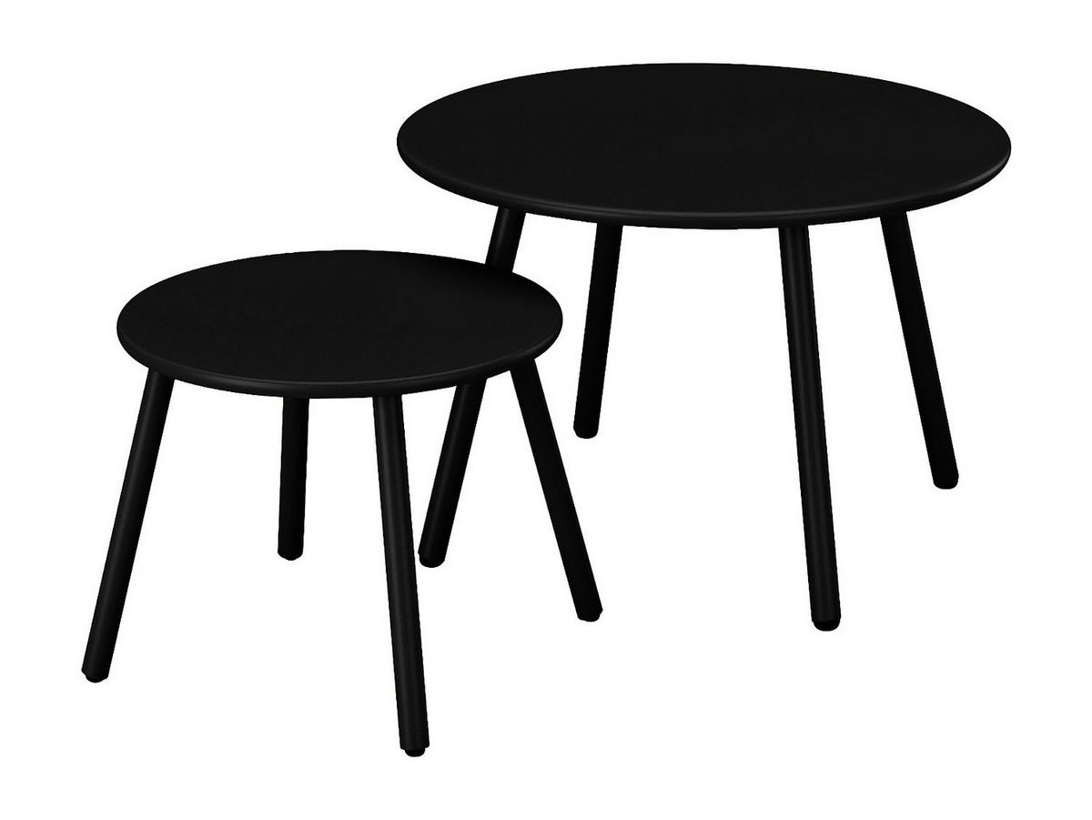 GARTENBEISTELLTISCH 2er-Set - 60 cm x 60 cm - Metall - Schwarz - MIRMANDE - Schwarz, Metall (60/60/34cm) - Vente-Unique