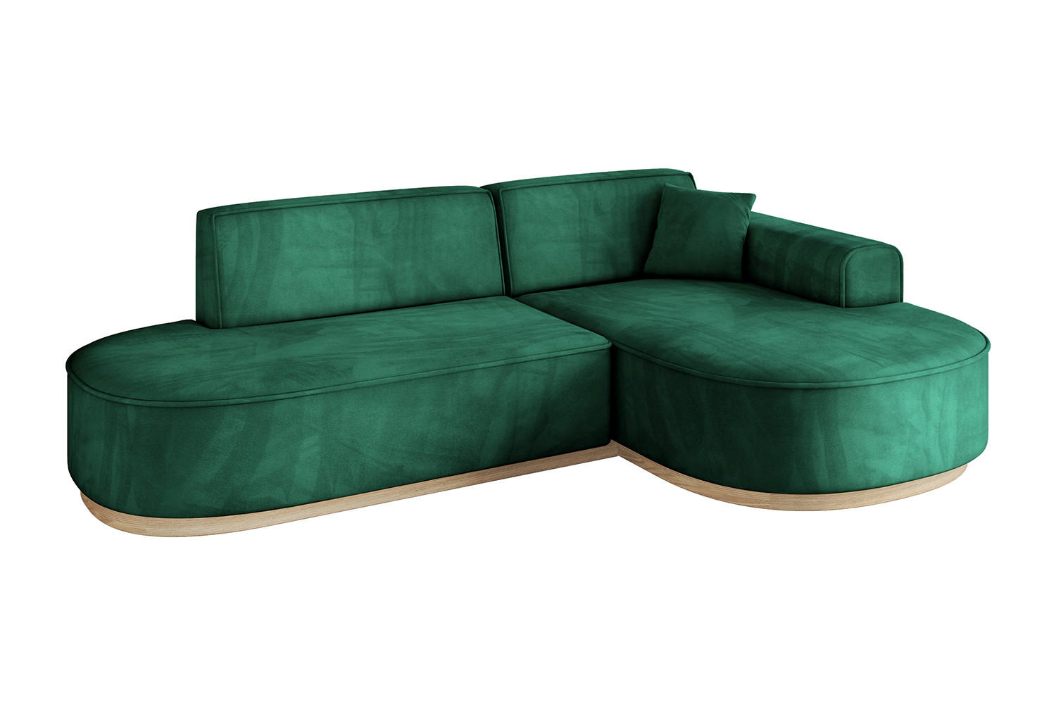 ECKSOFA Ottomane Rechts MARI-L1-v1 - 243x171x83 cm Grün Velours - Grün, Holzwerkstoff/Textil (171/243cm) - ALTDECOR