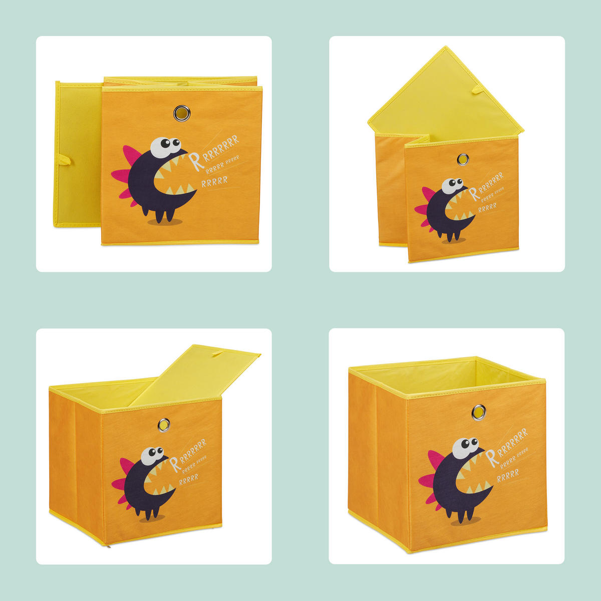 4XKINDERAUFBEWAHRUNGSBOXEN - Multicolor, Wellpappe/Textil (30/30cm) - Relaxdays