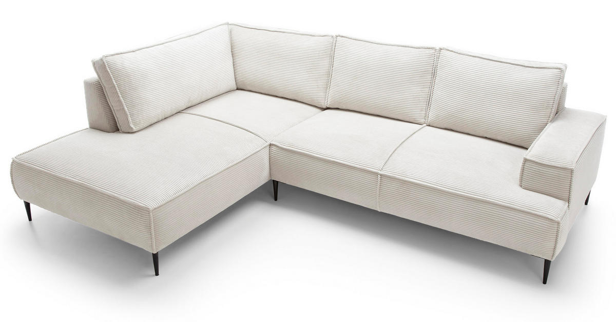 SCHLAFSOFA 275 cm L-Form Harmonia mit Beinen, Links, Ecru - Ecru, Holz (275/195cm) - Emporius
