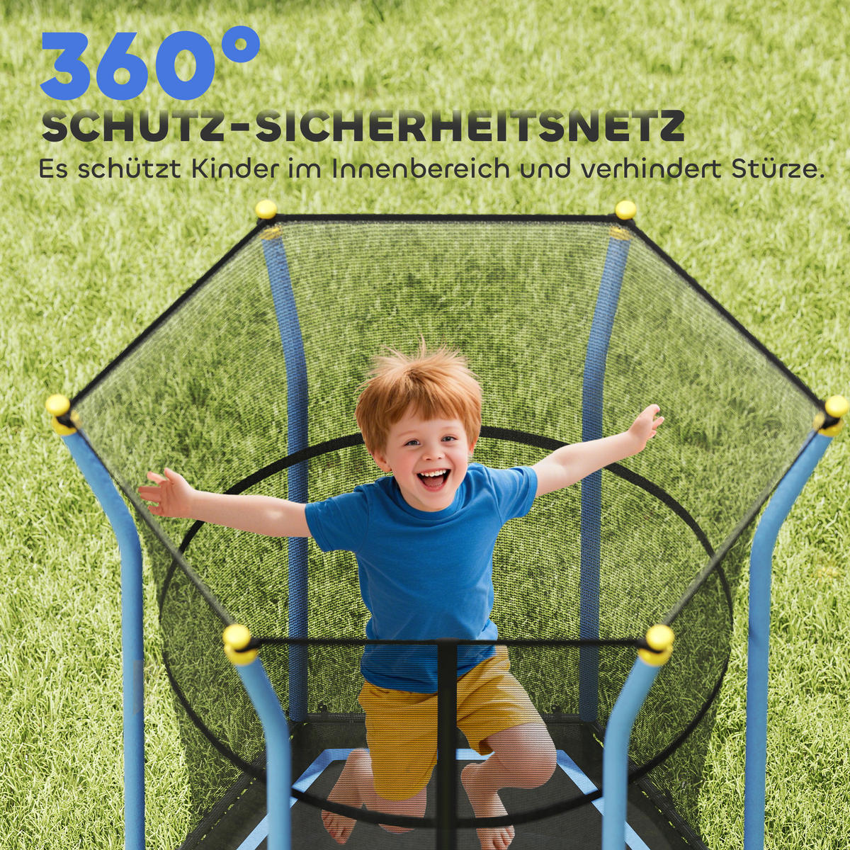 KINDERTRAMPOLIN - Blau, Kunststoff/Metall (163.5/163.5cm) - HOMCOM