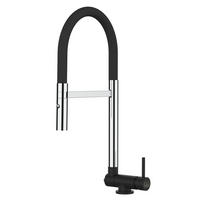 VORFENSTER-KÜCHENARMATUR, Umklappbar 4,5 CM, Verchromt und Schwarz Matt, 2-Strahl-Brause - Chromfarben, Metall (21.3/44.4/21.3cm) - VIZIO