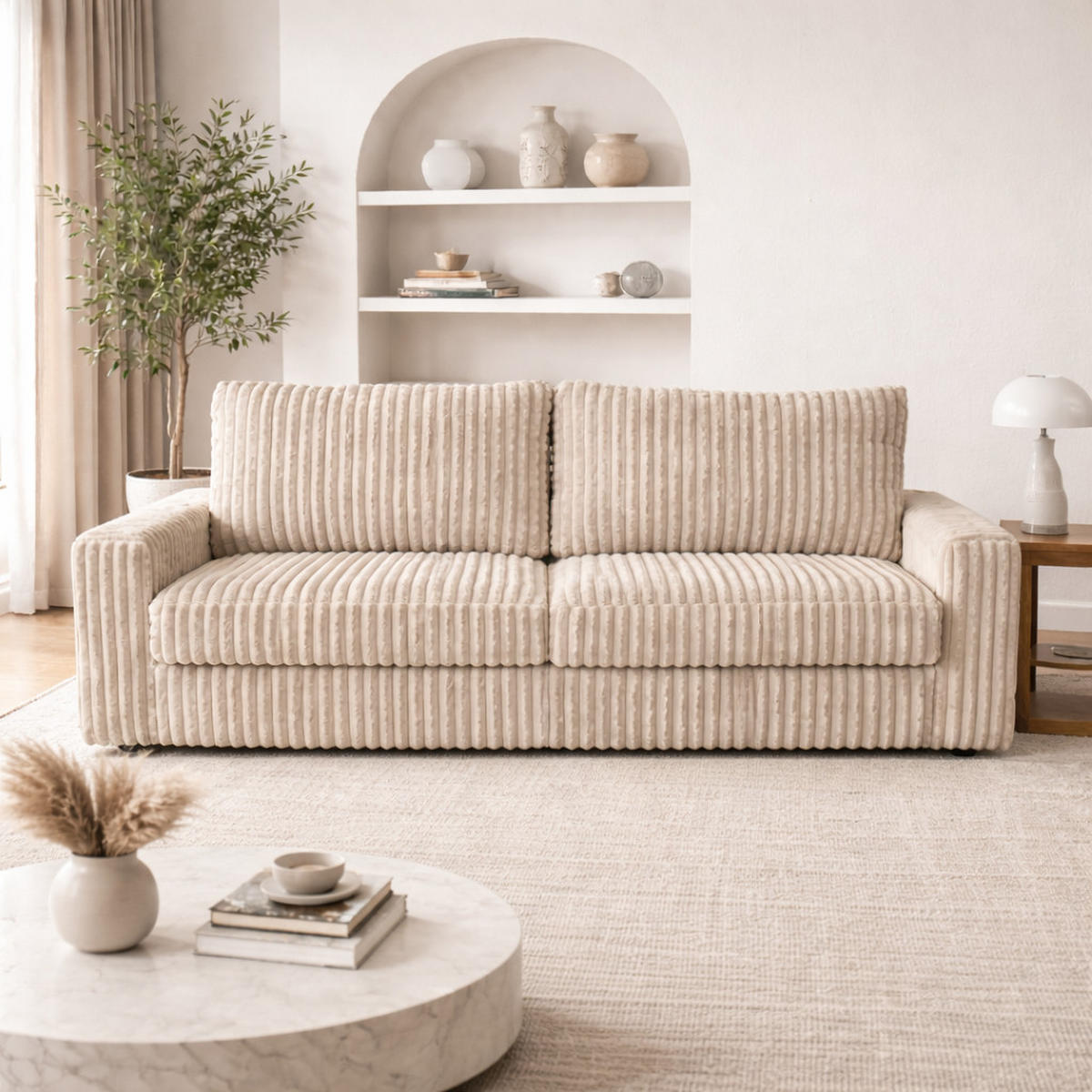 SCHLAFSOFA Siena, sofa mit Bettfunktion, 160x200, Creme - Sandfarben, Textil (200/81/100cm) - AN-Moebel 4u