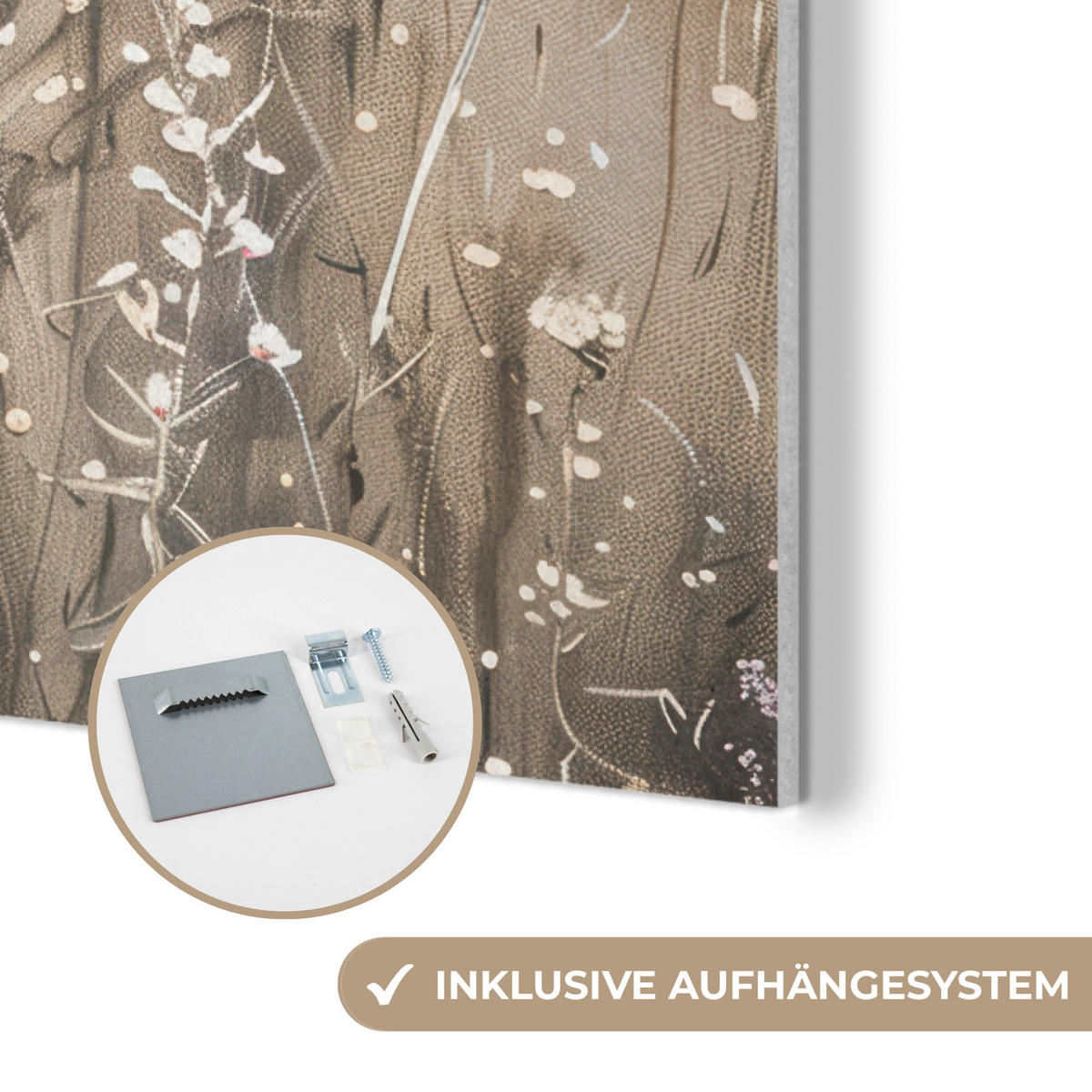 AKUSTIKBILD Blumen - Rosa - Modern - Beige Wanddeko 60x90 cm - Beige, Kunststoff (60/90/0.9cm) - MuchoWow