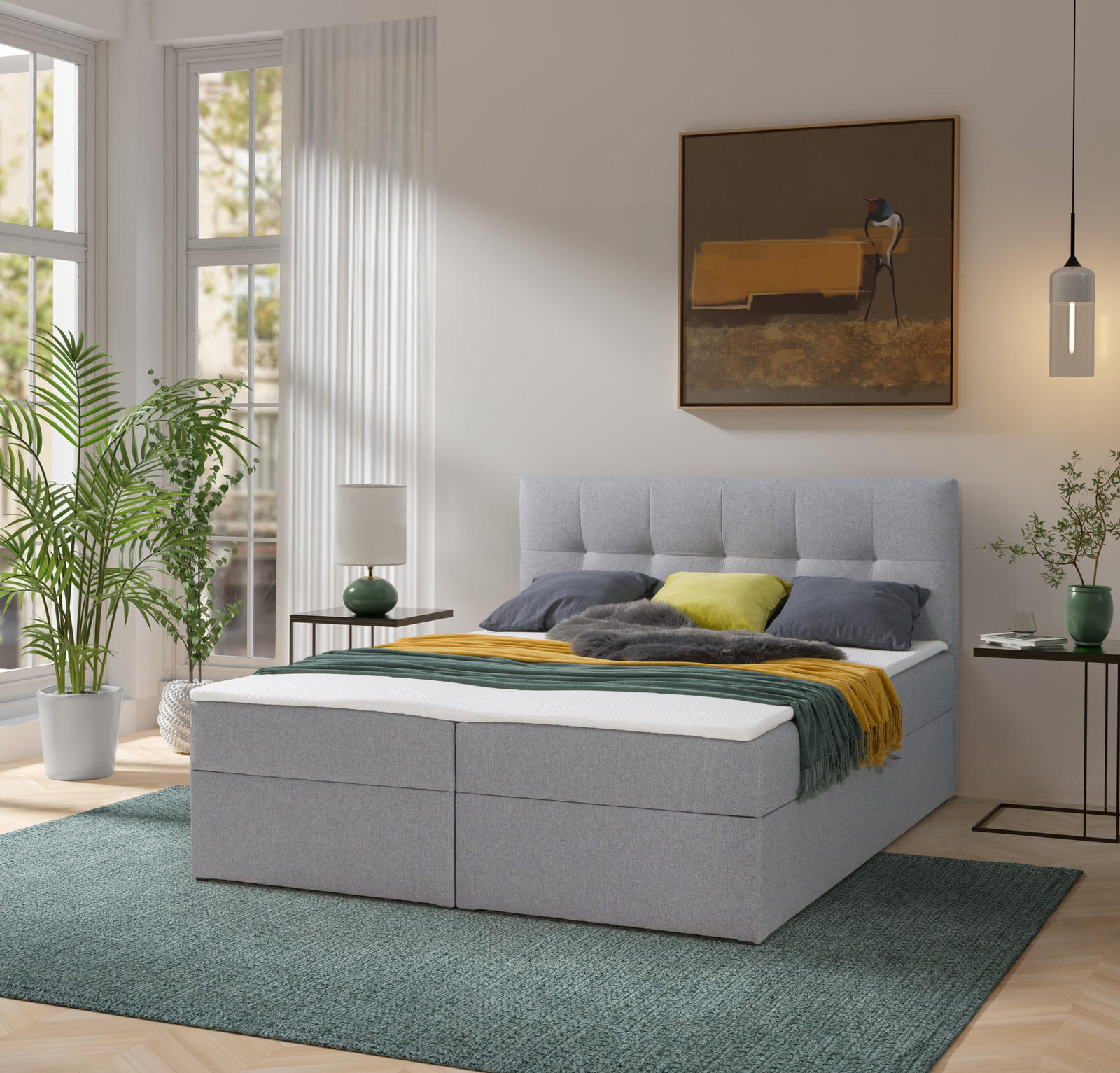 BOXBETT Toronto 180x200 Bonell-Matratze H3 und Topper - Silberfarben/Grau, Holz/Holzwerkstoff (180/200cm) - Ravio