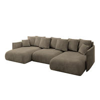WOHNLANDSCHAFT mit Schlaffunktion und Bettkasten ONESK-U 317x177x72 Braun Velours - Braun, Holzwerkstoff/Kunststoff (317/72/177cm) - ALTDECOR