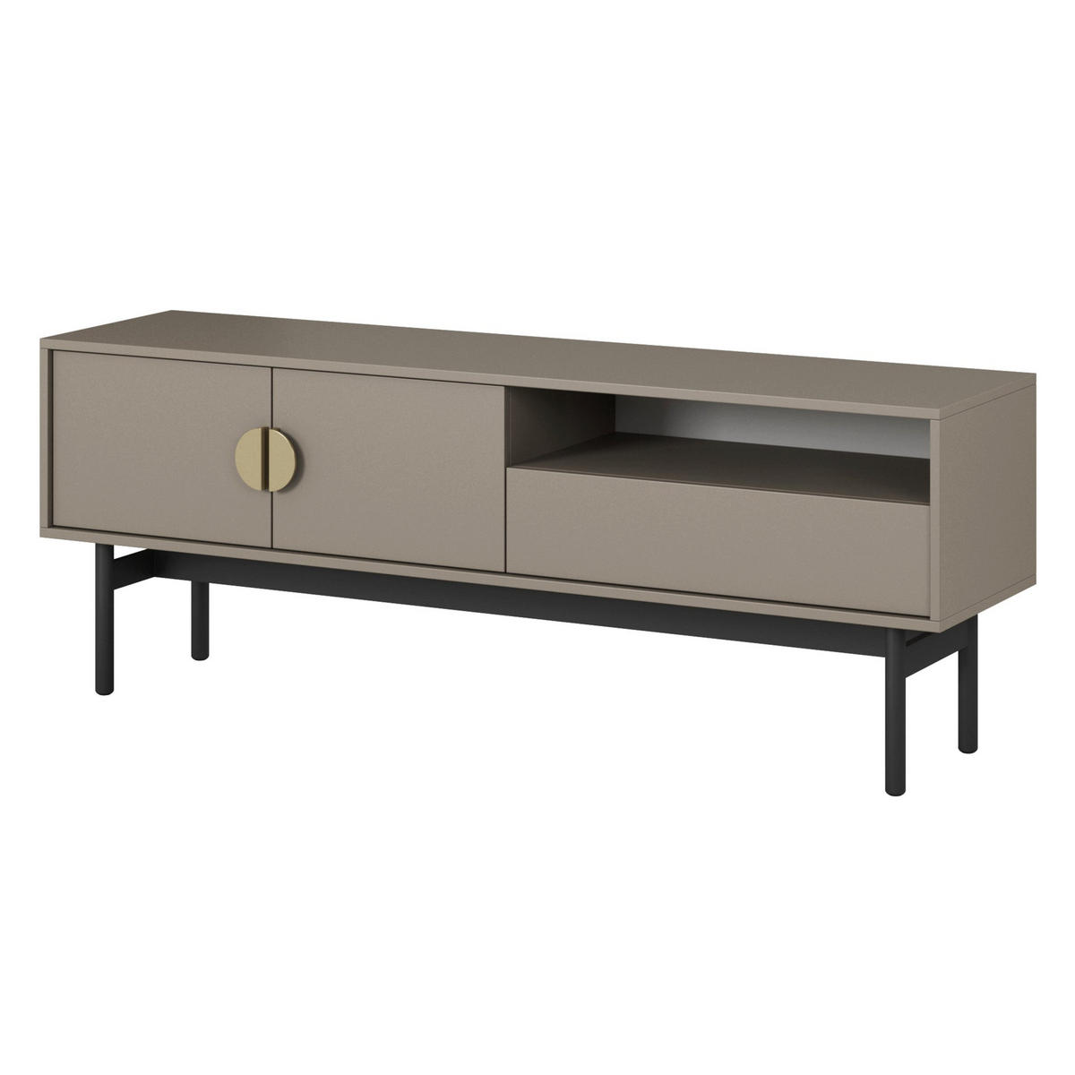 TV-STOLEK Stoon II Kamenná šedá 154 cm - šedá/černá, kov/kompozitní dřevo (154/57/38cm) - Selsey