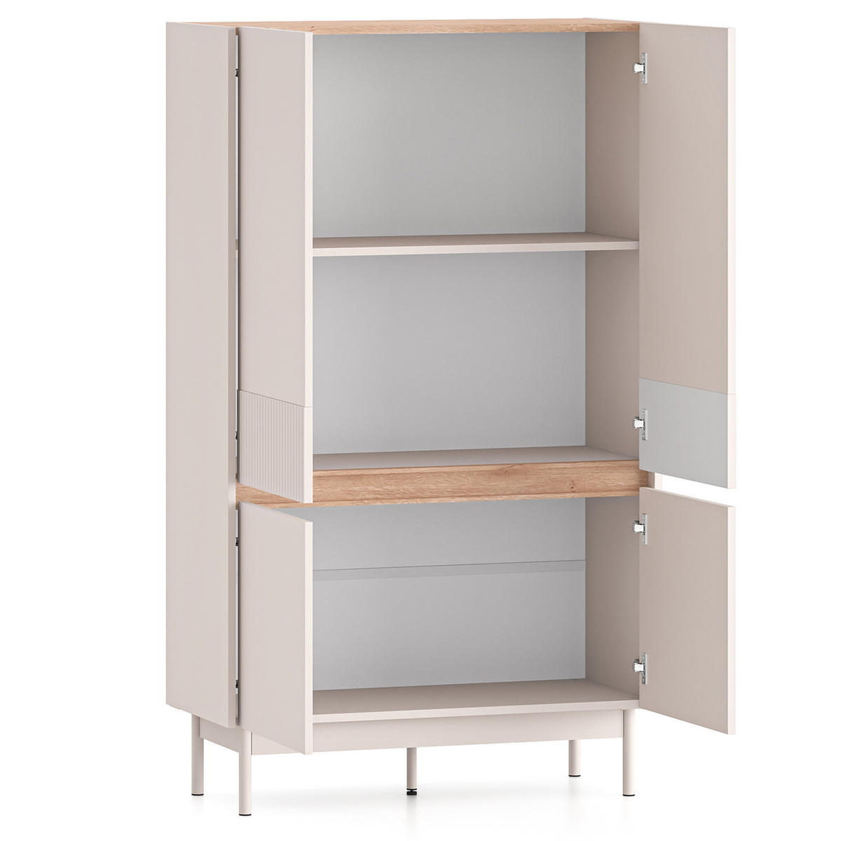 KOMMODE NALIA, Creme/Eiche - Eichefarben/Creme, Holzwerkstoff/Metall (92/156/40cm) - KONSIMO®