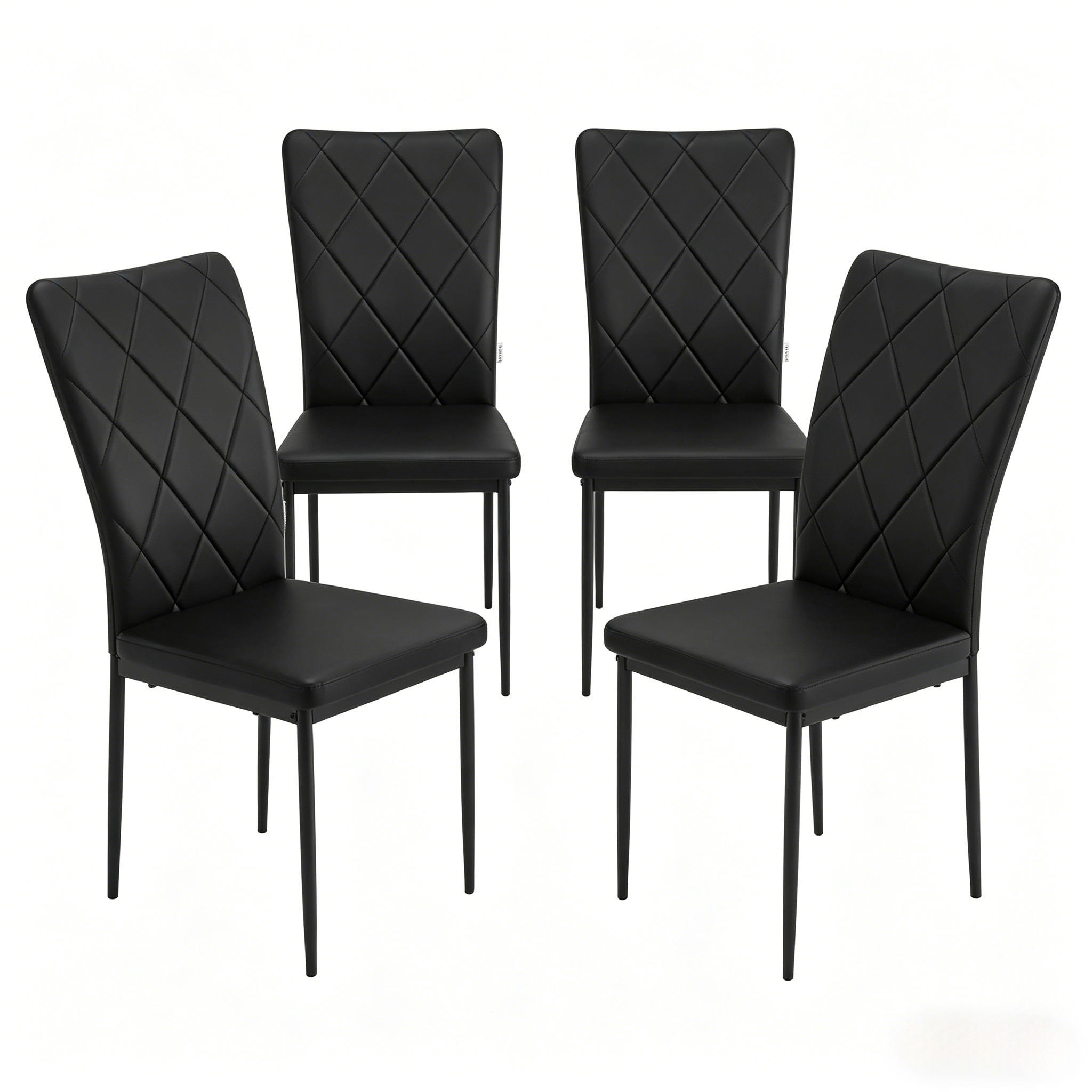 STUHL-SET DE-36120 4 Stück mit Kunstlederbezug Schwarz - Schwarz, Metall (42.5/94.5/40cm) - ComfortXL