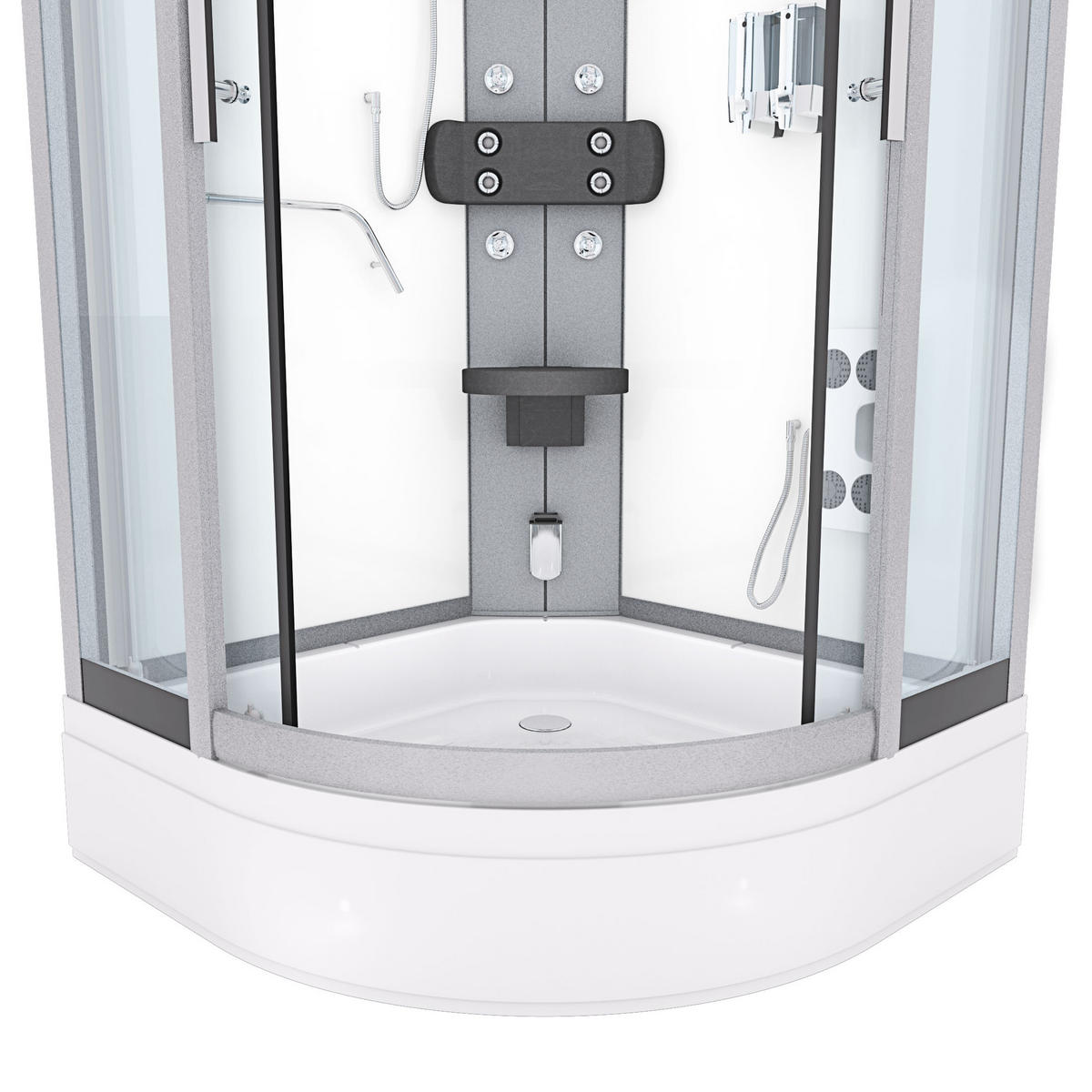 DAMPFDUSCHE Duschkabine D58-50T3-EC Weiß 90x90 - Weiß, Glas/Kunststoff (90/90/225cm) - AcquaVapore by Sandra Jentho