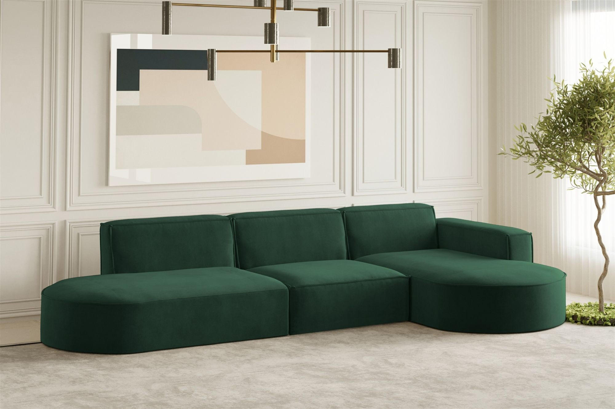 ECKSOFA Palma In Noel - Grün, Holzwerkstoff/Textil (296/165cm) - Fun Möbel