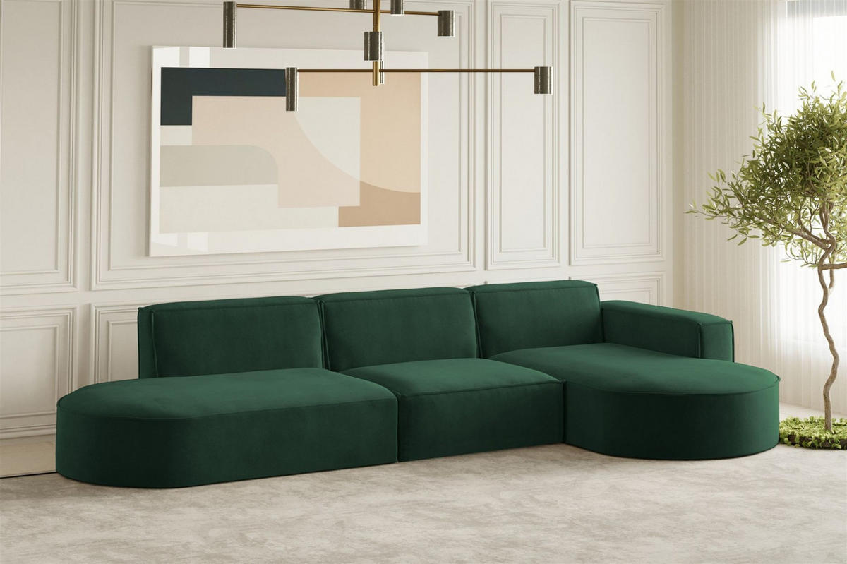 ECKSOFA Palma In Noel - Grün, Holzwerkstoff/Textil (296/165cm) - Fun Möbel