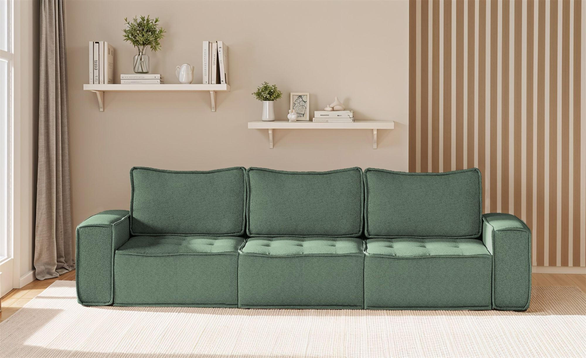 SOFA Sande In Raven - Grün, Holzwerkstoff/Textil (292/85/90cm) - Fun Möbel