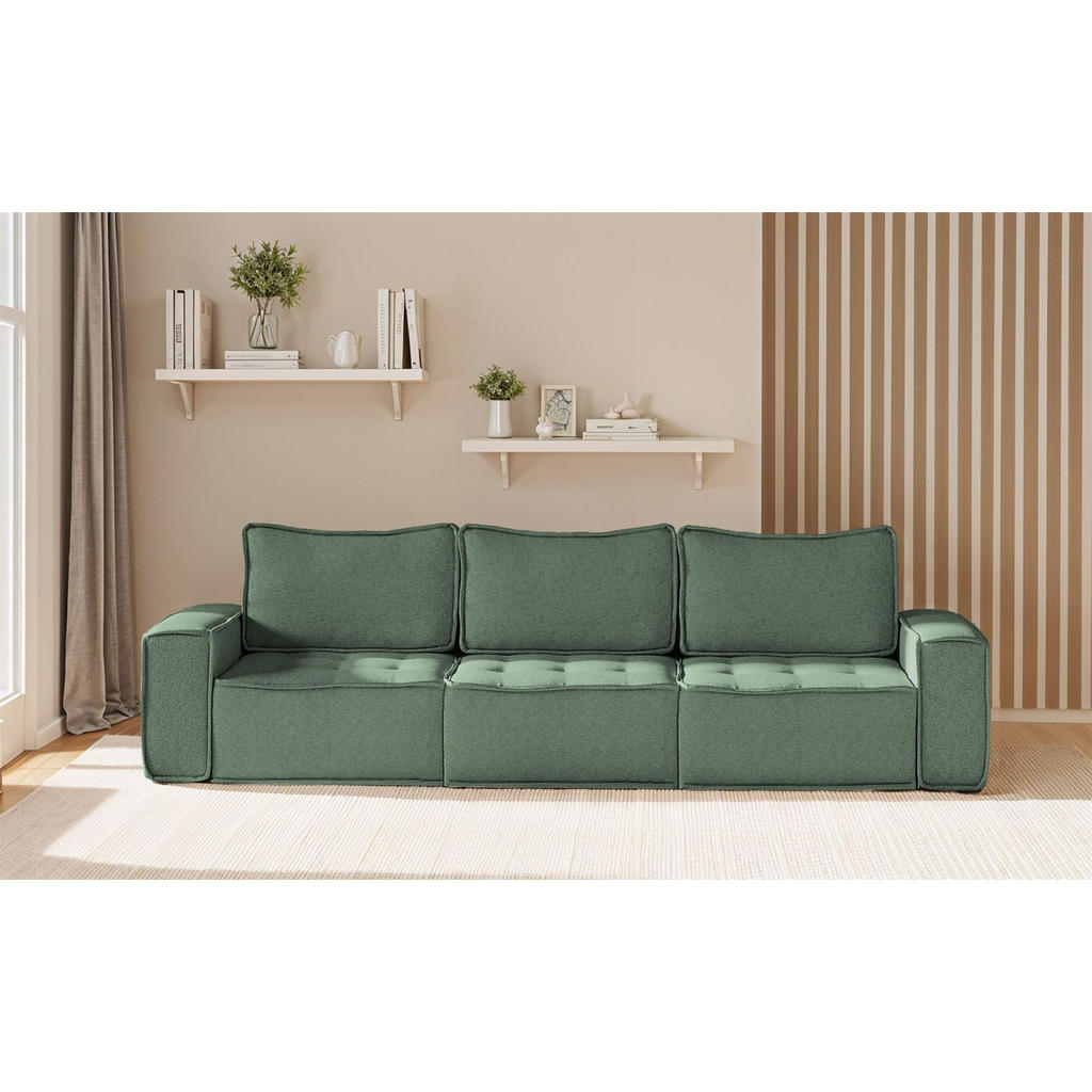 Thumbnail - Fun Möbel Sofa, Grün, Textil, 292x85x90 cm, Wohnzimmer, Sofas & Couches, Sofas, 3-Sitzer Sofas