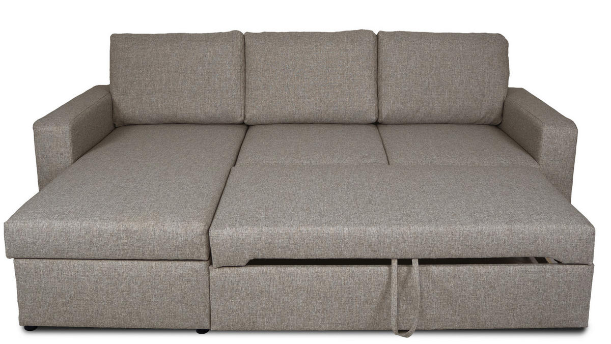 ECKSCHLAFSOFA grau sandfarben - Sandfarben, Textil (230/151cm) - ebuy24