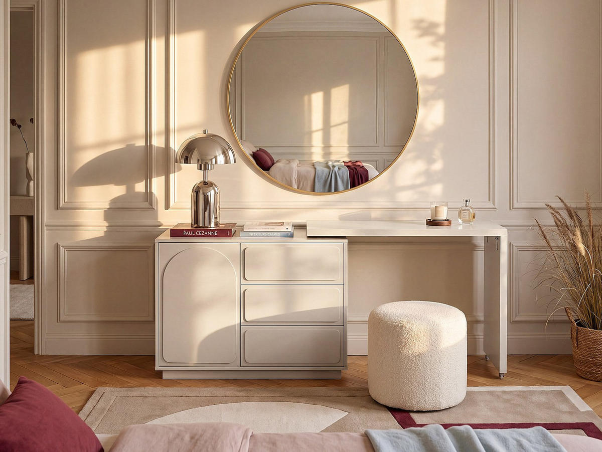 SCHMINKTISCH - 98 cm, 168 cm x 40 cm - holz - beige Velanto - Beige, Holz (98/78.5/40cm) - Vente-Unique