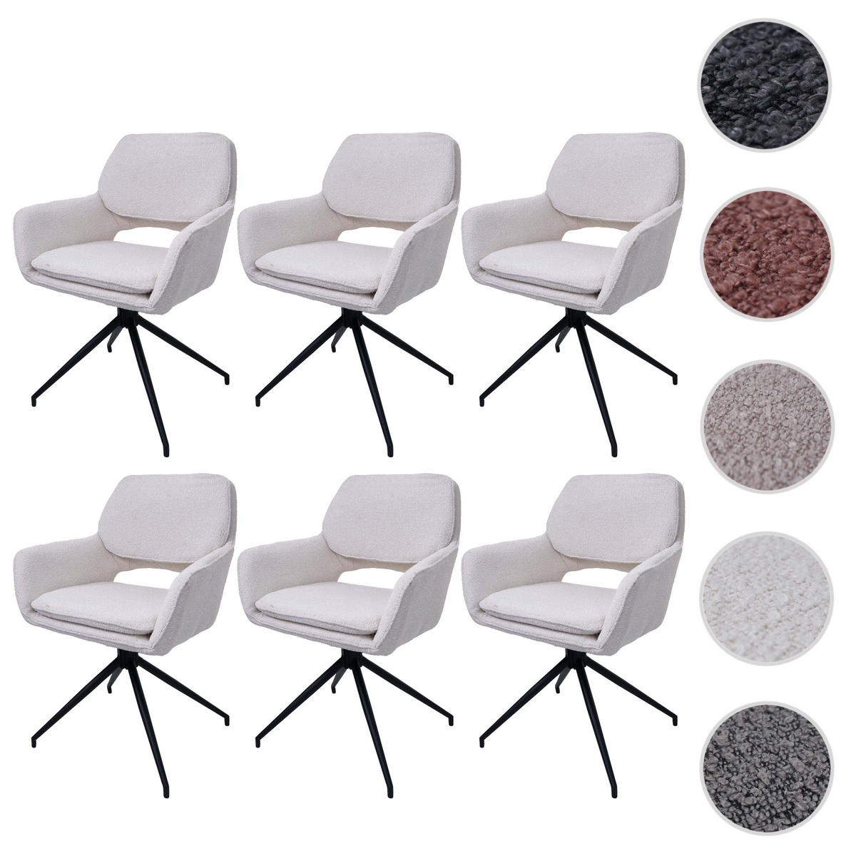 ESSZIMMERSTUHL Cremeweiß 6er-Set - Weiß, Textil (57/86/61cm) - MCW