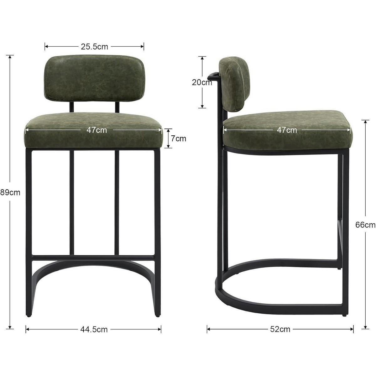 BARHOCKER 4er Set mit Rückenlehne, Grün - Grün, Metall (47/88.5/47.5cm)