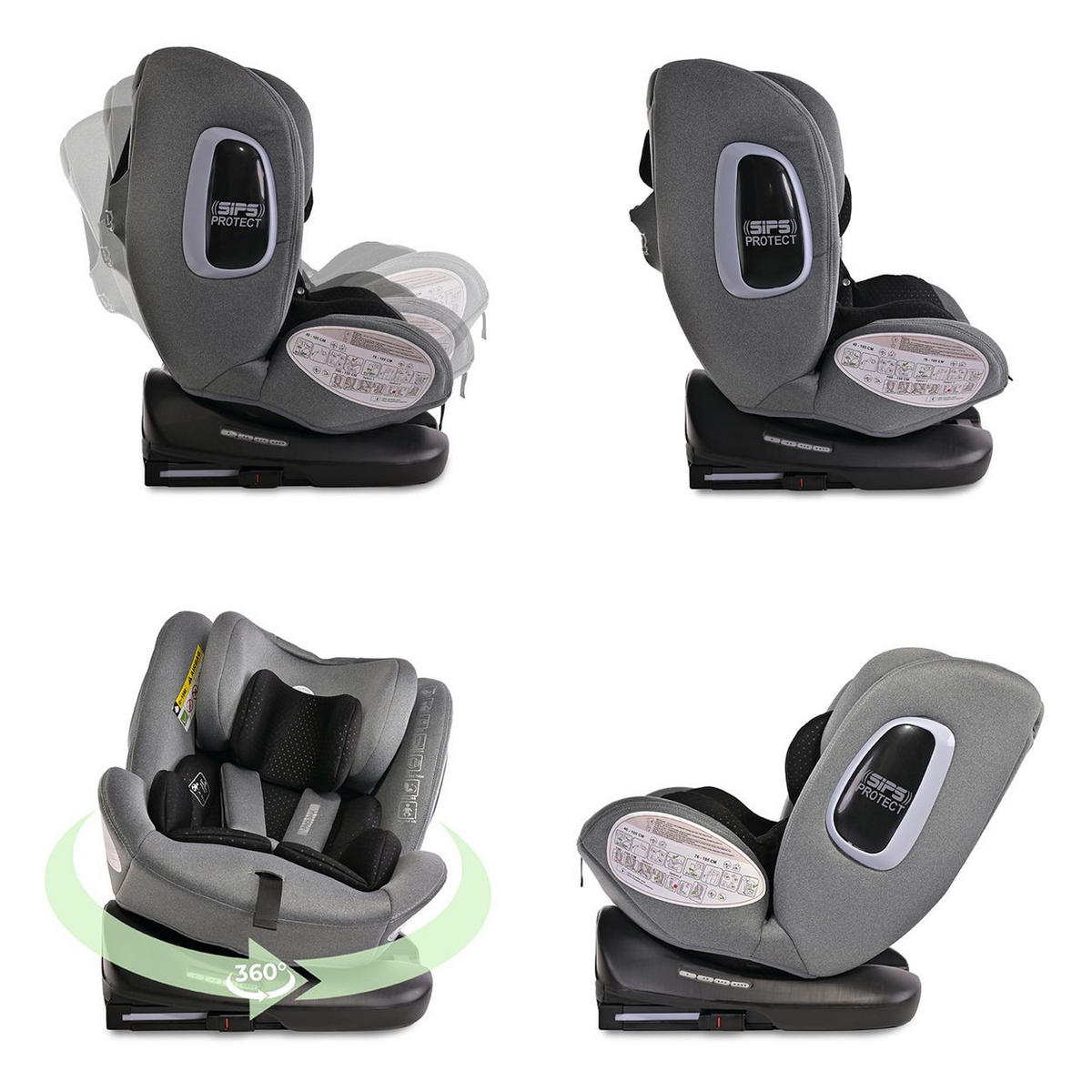 KINDERSITZ Phoenix i-Size Isofix grau Gruppe 0+/1/2/3 (40-150cm) Top Tether - Grau, Kunststoff (46/75/50cm) - Lorelli
