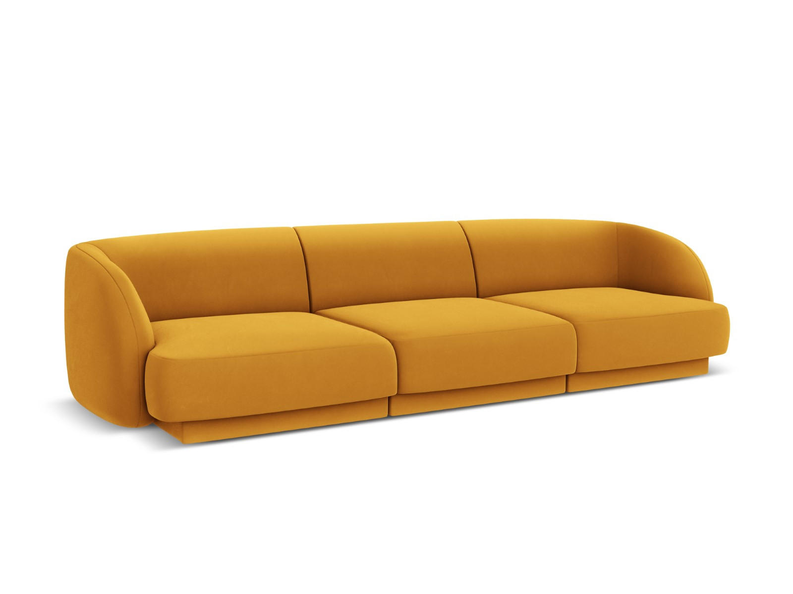 SOFA Miley aus Samt gelb 3 Sitzplätze - Gelb, Textil (90/70/255cm) - Micadoni