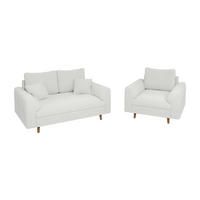 SITZGARNITUR 2+1 Henrik Weiß Boucle - Weiß/Braun, Holz/Textil (150/81/93cm) - S-Style Möbel