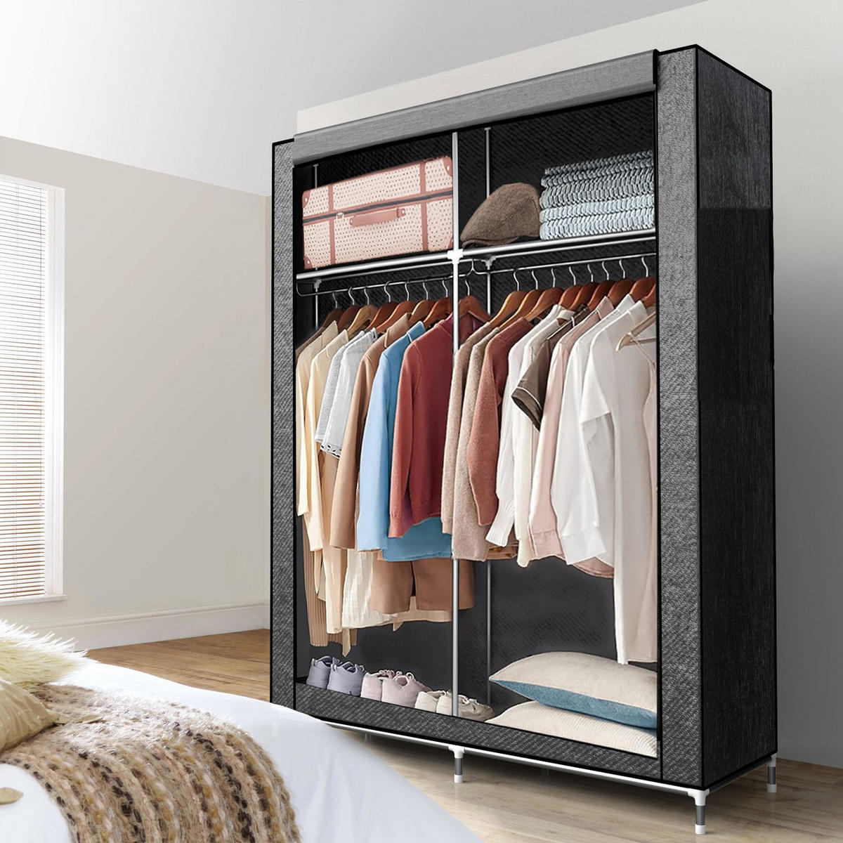 FALTSCHRANK - Grau, Textil (45/170/108cm) - Intirilife