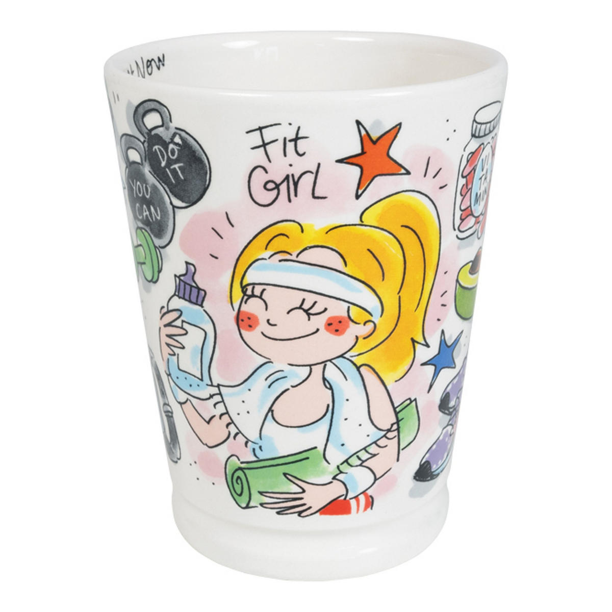 MAZAGRAN-BECHER Sportliches Mädchen in Bunt - 500 ml - Multicolor, Keramik (0.5L) - Blond Amsterdam