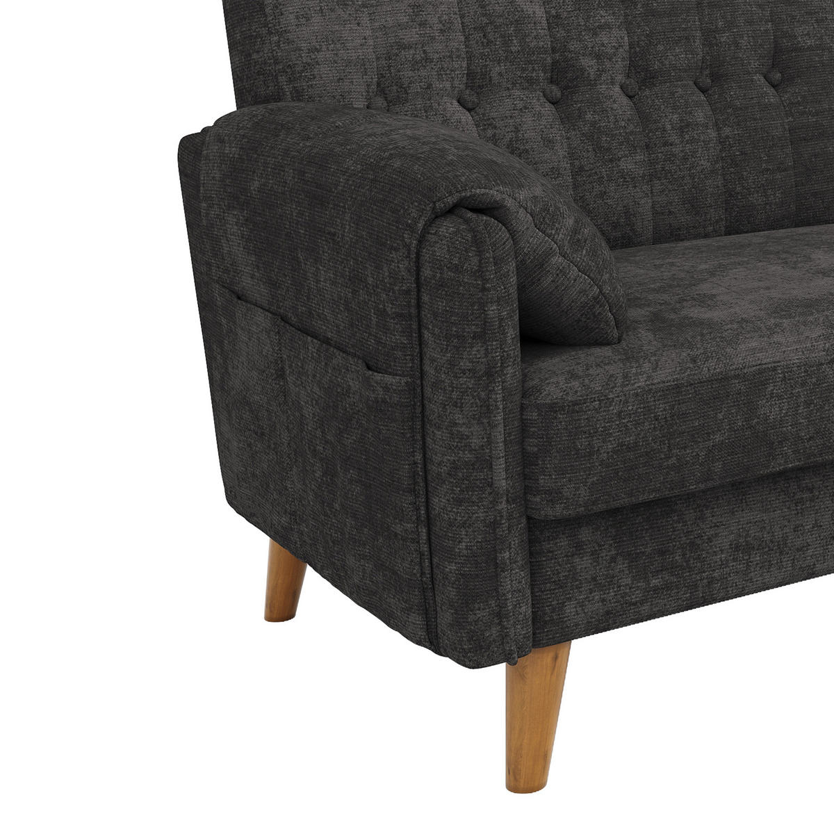 SOFA 161,5/79/83,5 cm in Dunkelgrau aus Chenille mit Armlehnenkissen - Anthrazit, Textil (79/83.5/161.5cm) - Flora Grace