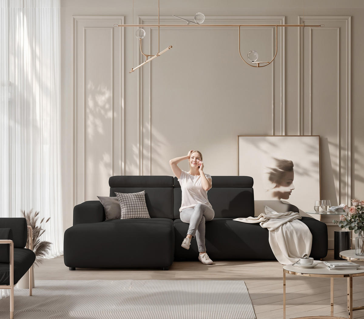 ECKSOFA RICO Links, Stoff Anthrazit - Anthrazit, Textil (260/186cm) - Idohome