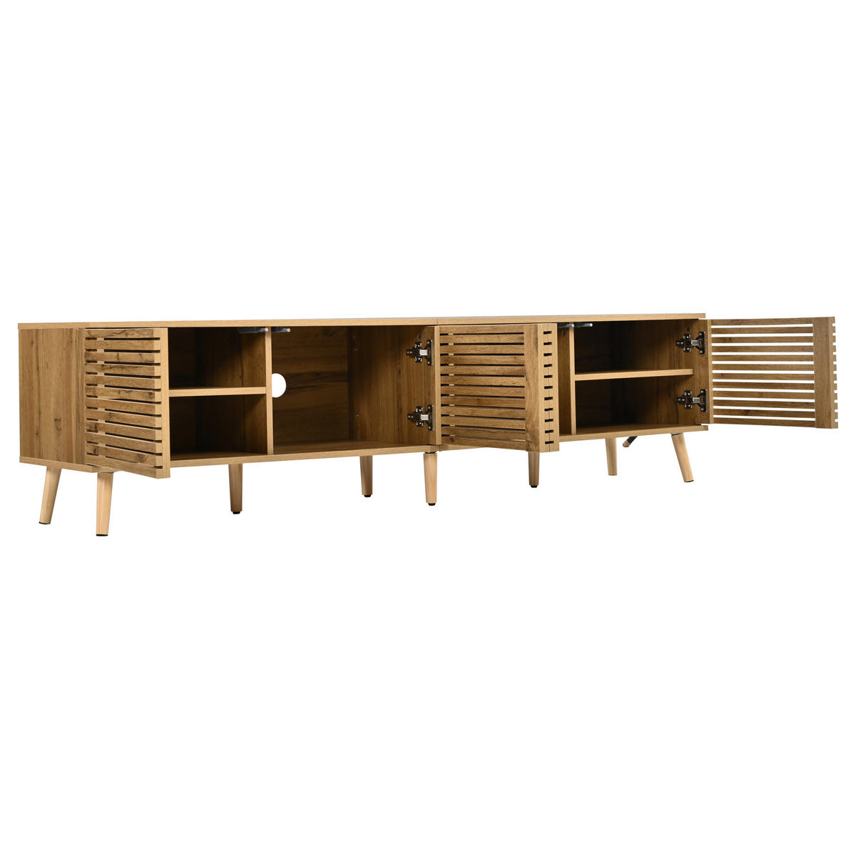 TV-SCHRANK 180/40/46 cm Natürlich mit 4 Türen und Kabeldurchführung - Naturfarben, Holzwerkstoff (180/46/40cm) - Oxeza