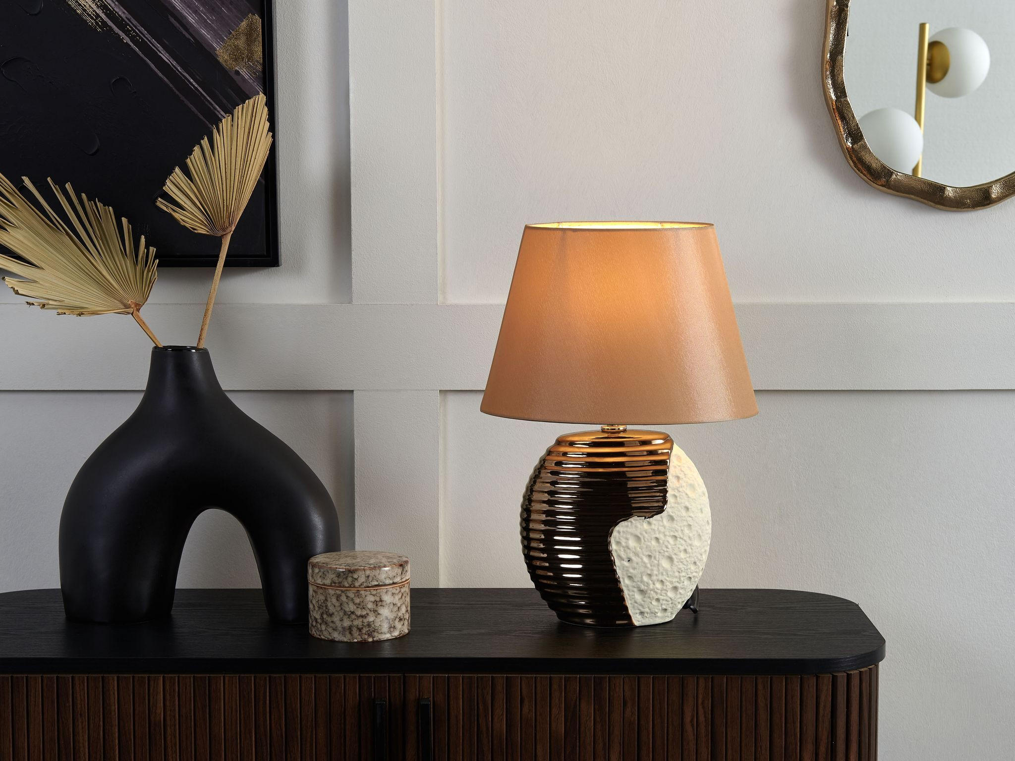 TISCHLAMPE Esla 30/30/41 cm - Messingfarben, Keramik (30/30/41cm) - Beliani