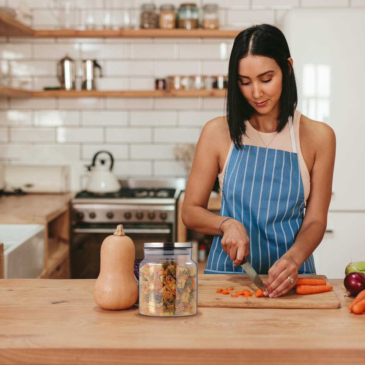 3xVORRATSGLAS - Transparent, Glas/Kunststoff (12/14/12cm) - Relaxdays