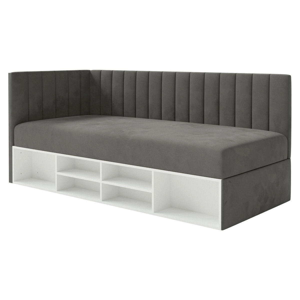 JUGENDBETT Ventrio Dunkelgrau Easy-Clean-Samtbezug 90x200 cm - Dunkelgrau, Kunststoff/Textil (90/200cm) - Selsey