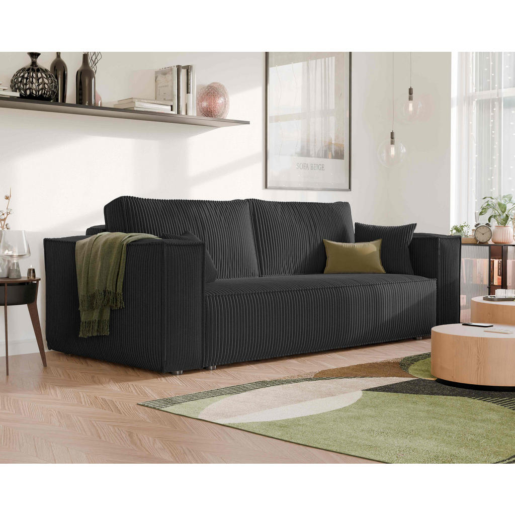Thumbnail - Idohome Sofa, Schwarz, Textil, 3-Sitzer, 240x84x105 cm, Wohnzimmer, Sofas & Couches, Schlafsofas