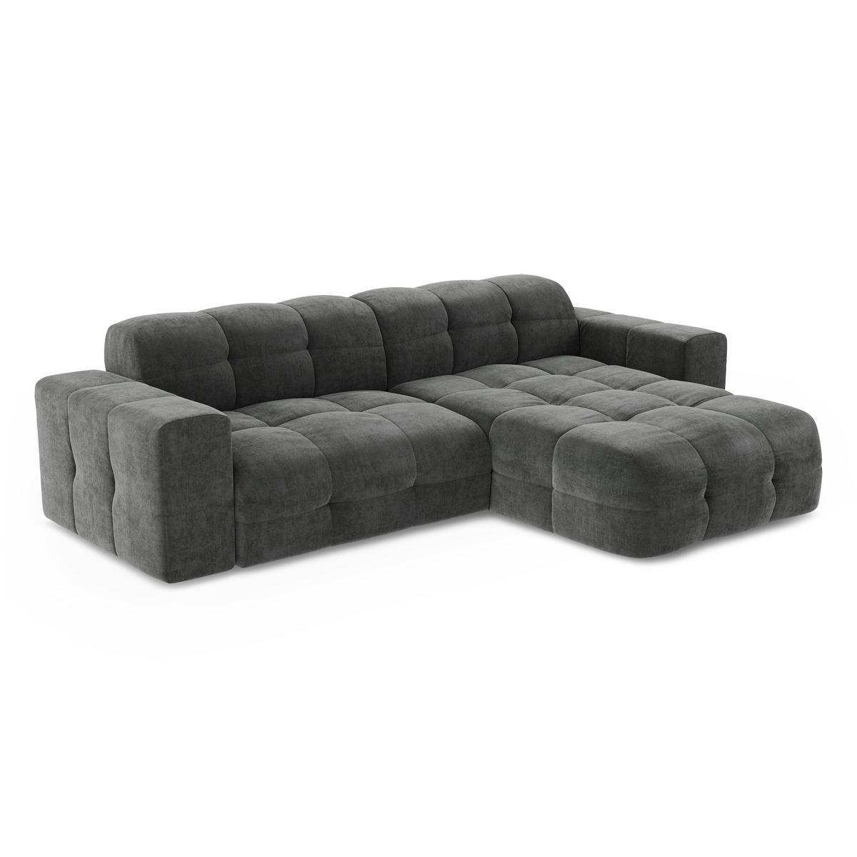 ECKSOFA RECHTS Samt Graphitgrau 230cm - Graphitfarben/Grau, Textil (230/155cm) - Sia Home